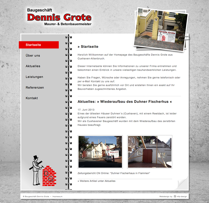 Webdesign Baugeschäft Dennis Grote - Cuxhaven Altenbruch