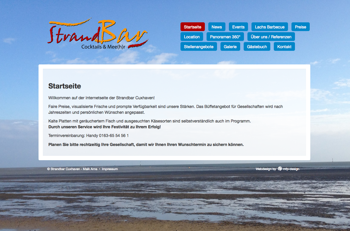Webdesign Strandbar Cuxhaven - Cuxhaven Döse